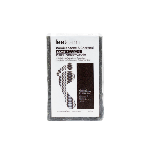 Feetcalm jabon piedra pomez y carbon 80 gr